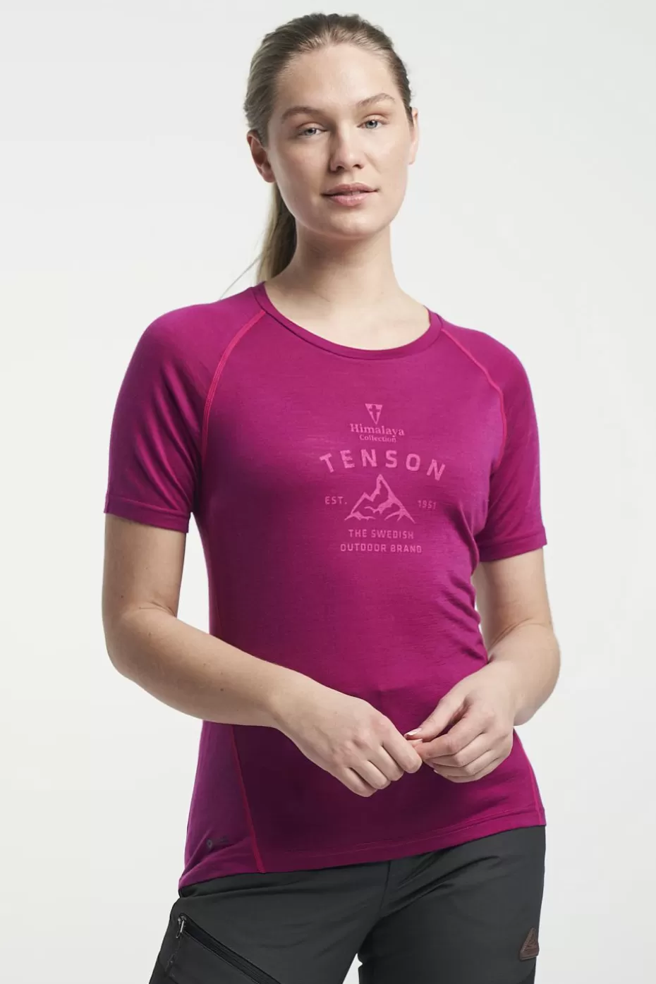 Shop Tenson Himalaya Merino Tee DarkFuchsia