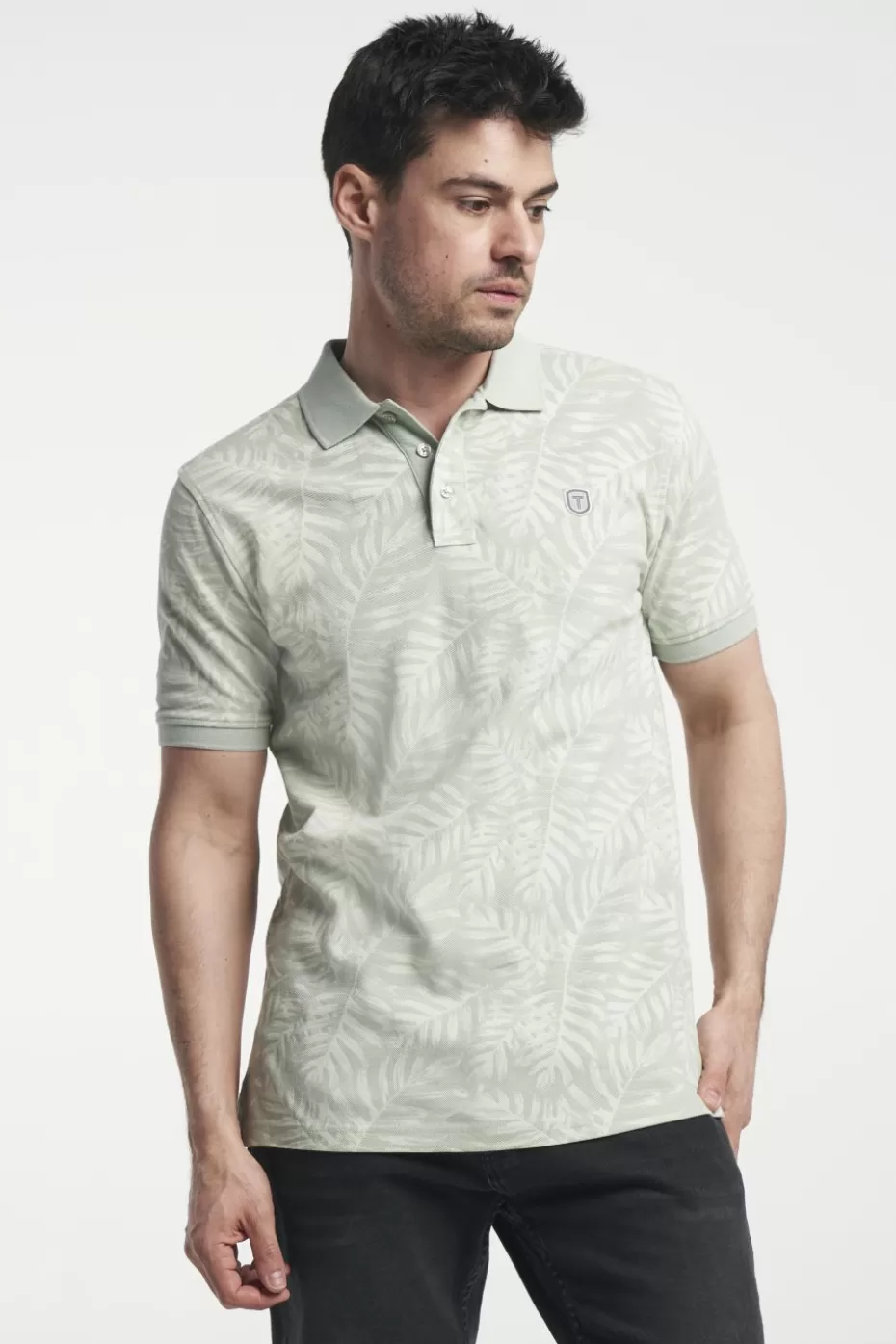 Outlet Tenson Leigh Leaf Polo GreyGreen